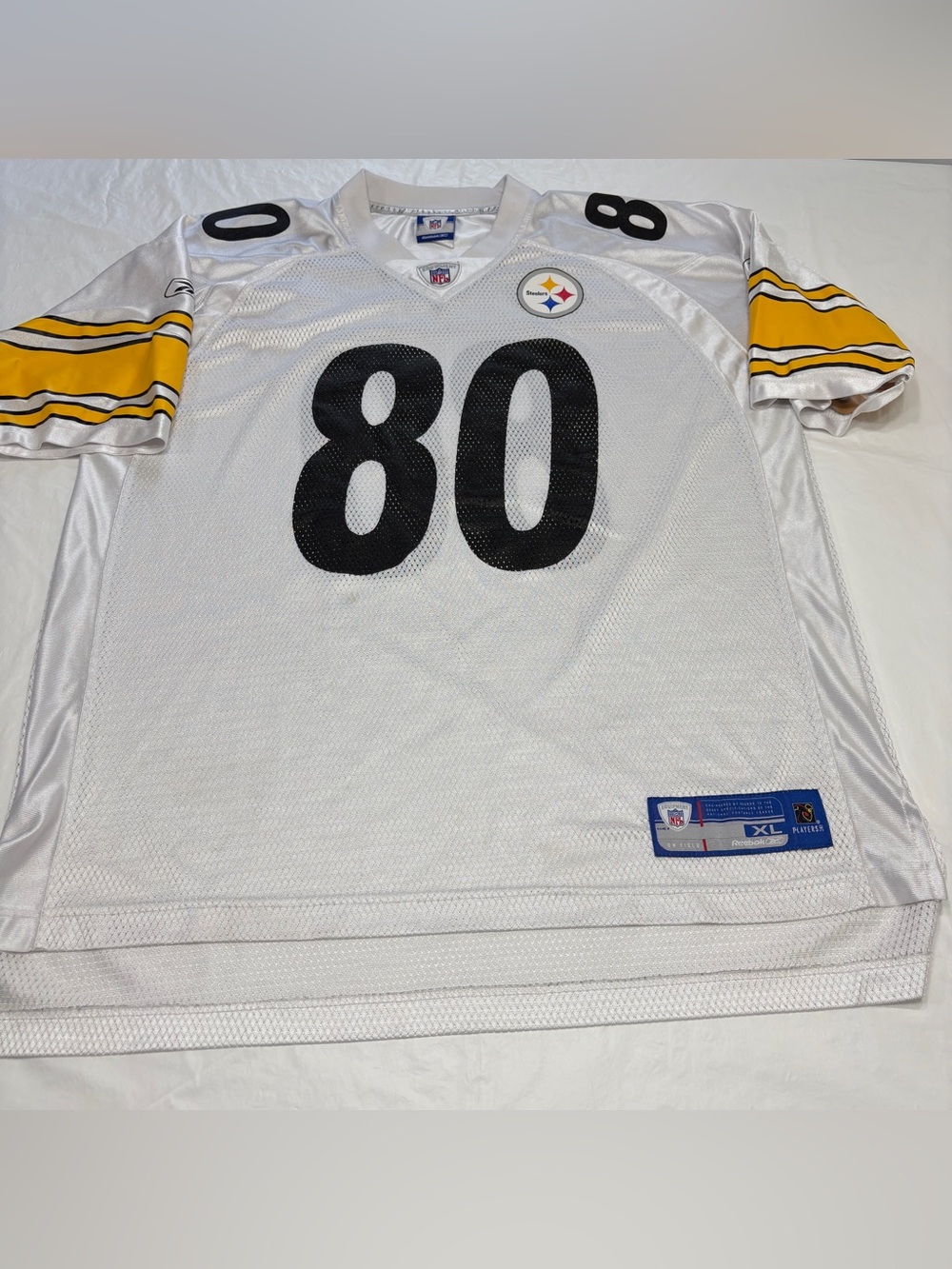 Reebok Plaxico Burress #80 Pittsburgh Steelers White Jersey Men’s XL